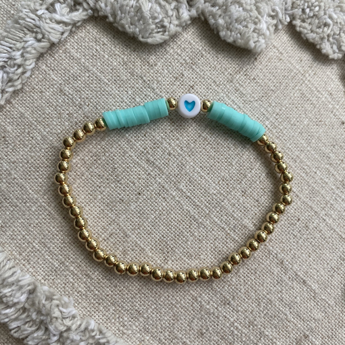 Turquoise Gold Small Beaded Bracelet